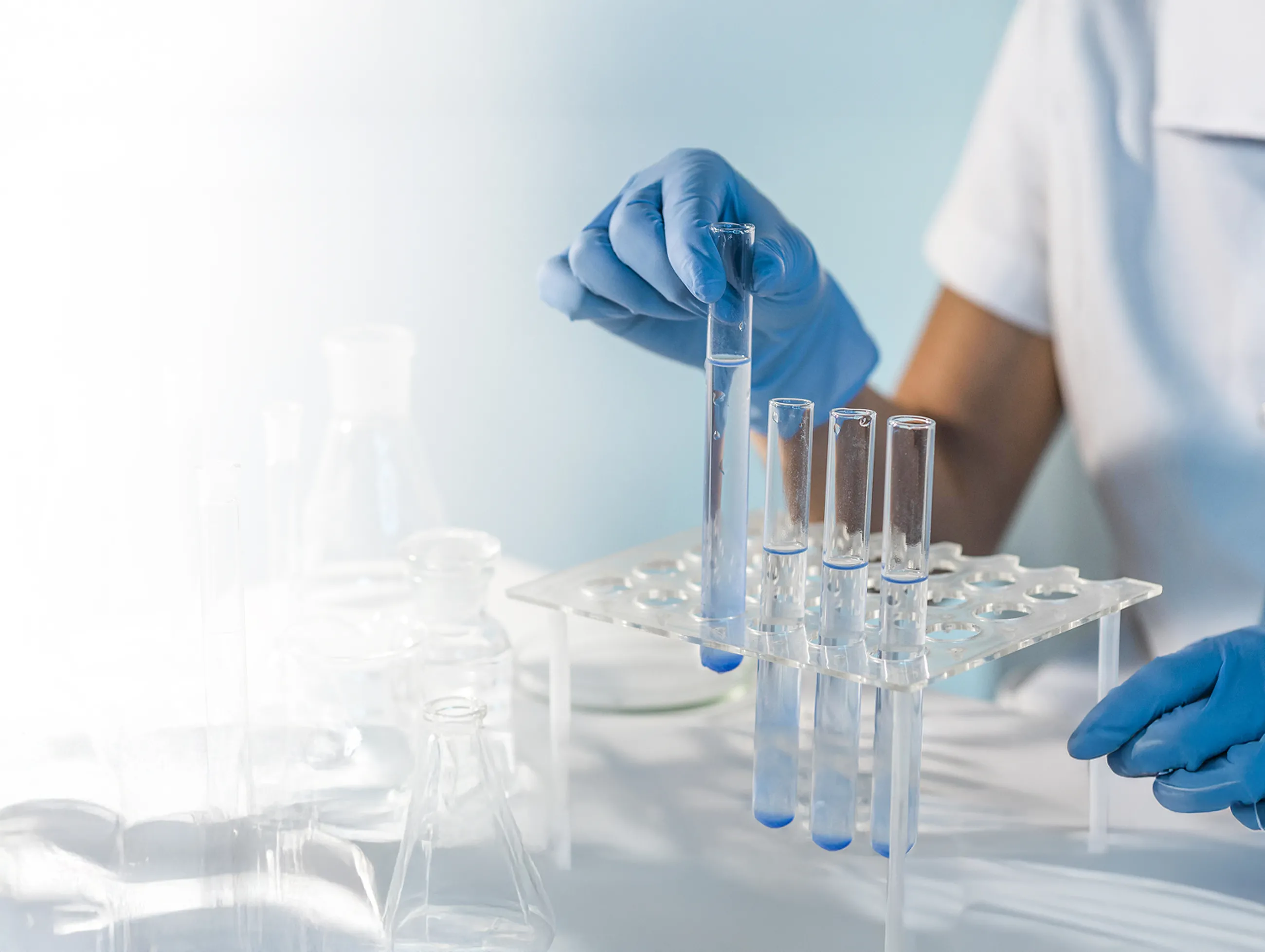 Специалист устанавливает пробирки